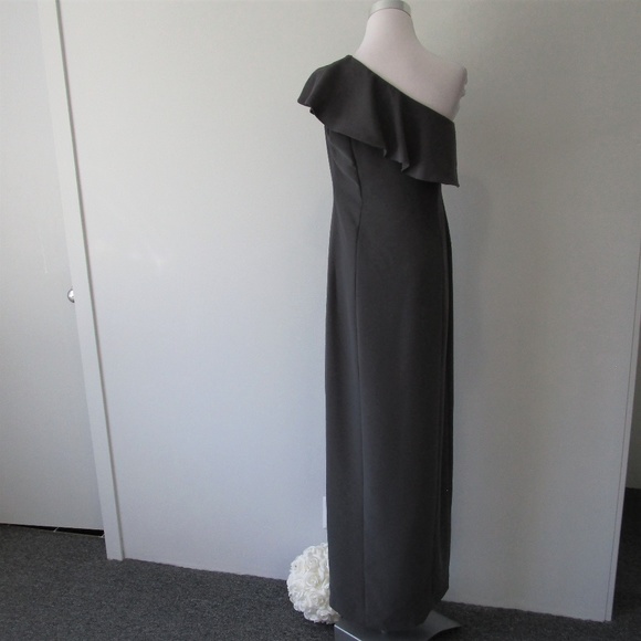 SALE! Calvin Klein Ruffle One Shoulder Slit Gown - Picture 5 of 8